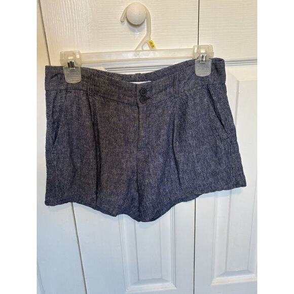 Calvin Klein Shorts Womens 2 Chambray Linen Pockets Beach Granola Girl Coastal - Picture 1 of 6